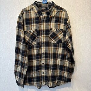 Genuine Harley Davidson Black, Cream & Tan Plaid Flannel Shirt sz XL